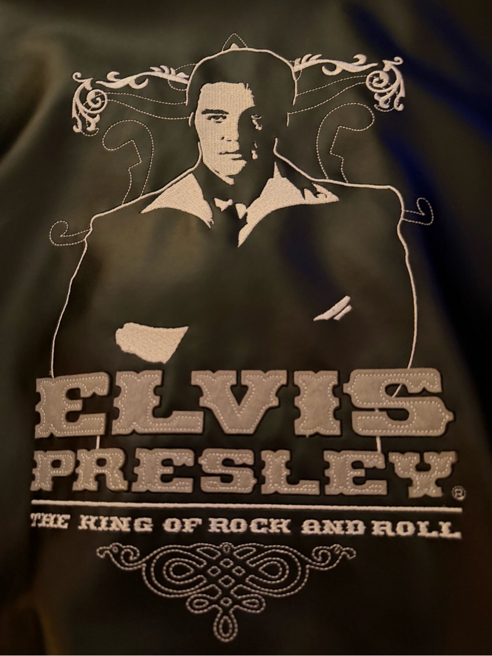 Evisu Black Jacket with White Elvis Presley Graphic